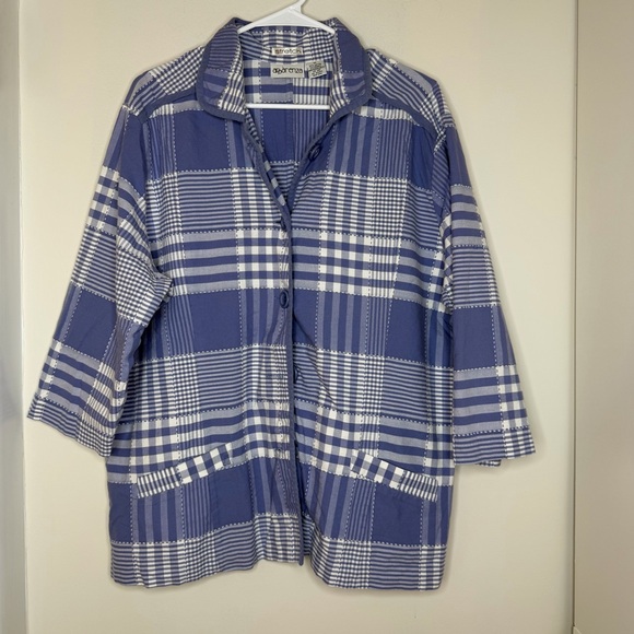 Apparenza Jackets & Blazers - Apparenza Patchwork Plaid Button Front Jacket Top Size 1X
